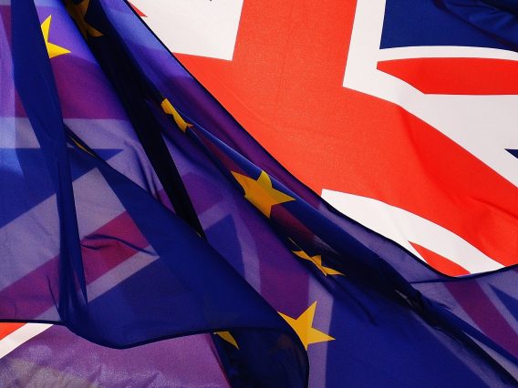 EU flag in front of UK