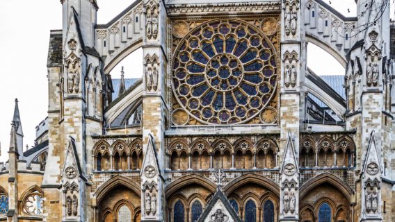 Image shows the door of Westminster Cathedral.