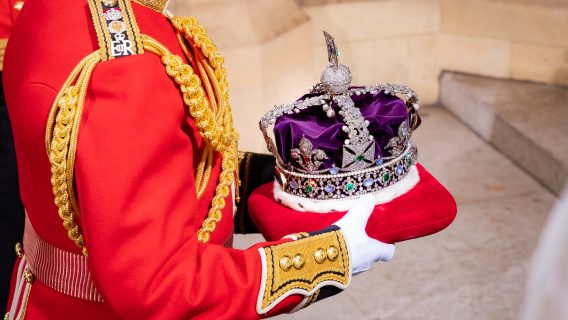 The Imperial State Crown arrives at Sovereign’s Entrance