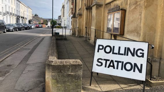 Image of a polling station sign