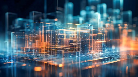 Generic information technology, computer architecture or artificial intelligence abstract concept illustration. Created with Generative AI technology.